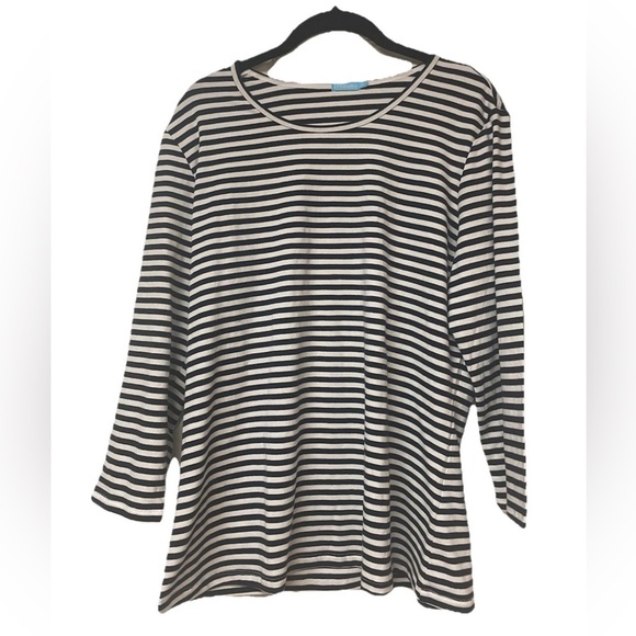 NWOT J McLaughlin Modal 3/4 Sleeve Tee Catalina Cloth Size XL Navy/ white Stripe - Picture 6 of 7